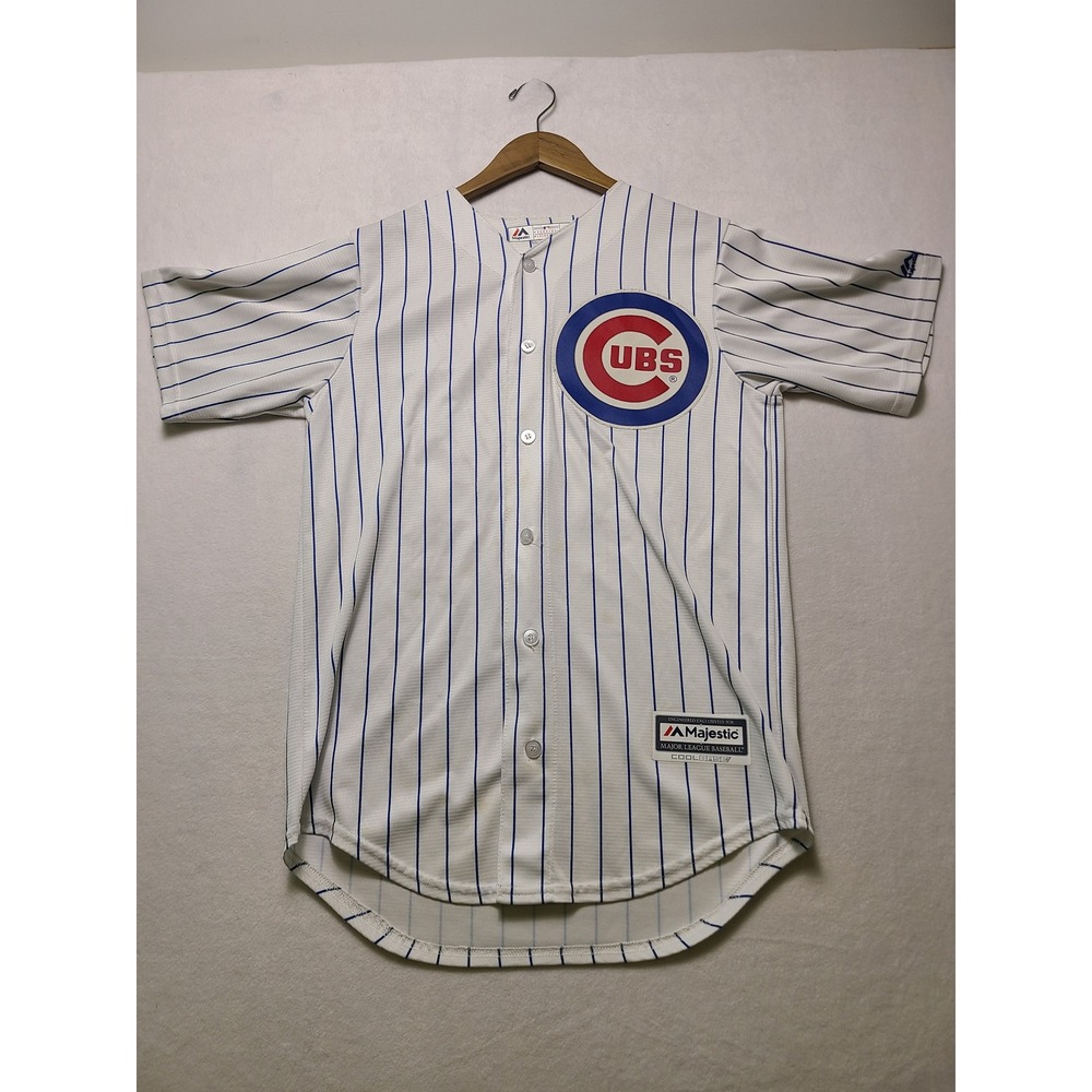 Majestic S Baseball Jersey Gorpcore White Pinstripe Rizzo 44 Chicago Cubs MLB
